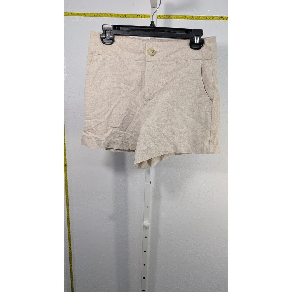 Hauler‎ Womens Beige Linen Blend High Waisted Casual Shorts Size P
